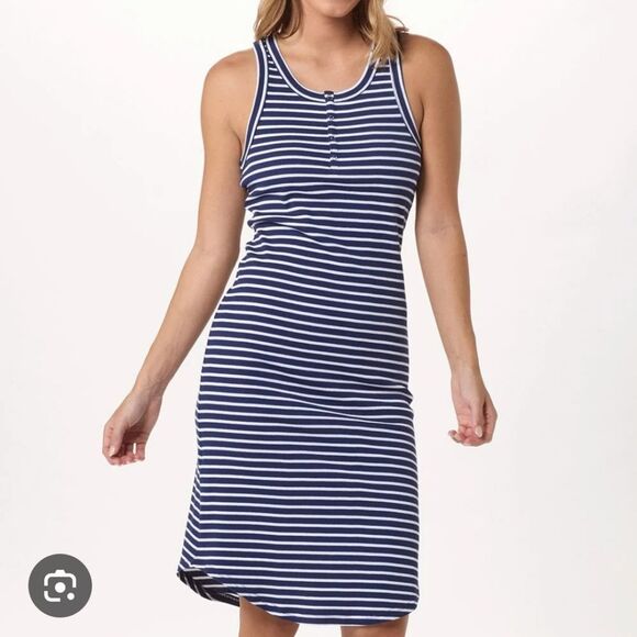 Boxercraft Blue White Stripes Tank Midi Dress Size Small - Picture 1 of 9